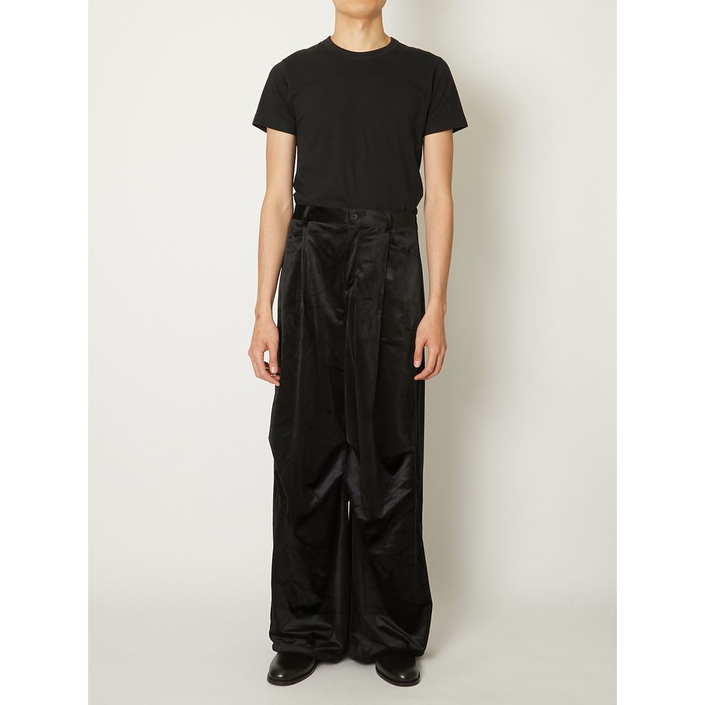 TAAKK DRAPED VELVET TUCK PANTS