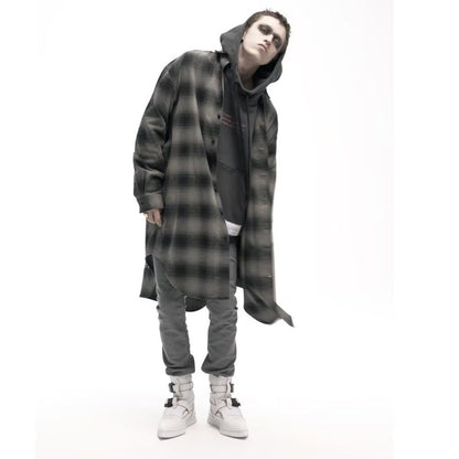 beauty:beast Ombre Check SUPER LONG SHIRT JKT (GRAY CKECK)