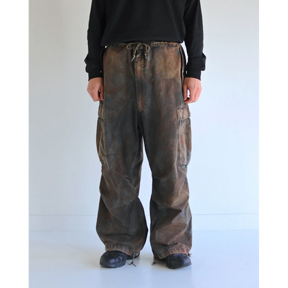 ANACHRONORM  AN372 BLACK CUT-OFF HARD DAMAGED B.D.U CAMO PANTS WOODLAND