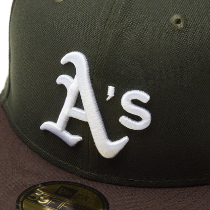 NEW ERA  59FIFTY Powered by GORO NAKATSUGAWA（min-nano）オークランド・アスレチックス ダークシーウィード ブラウンバイザー