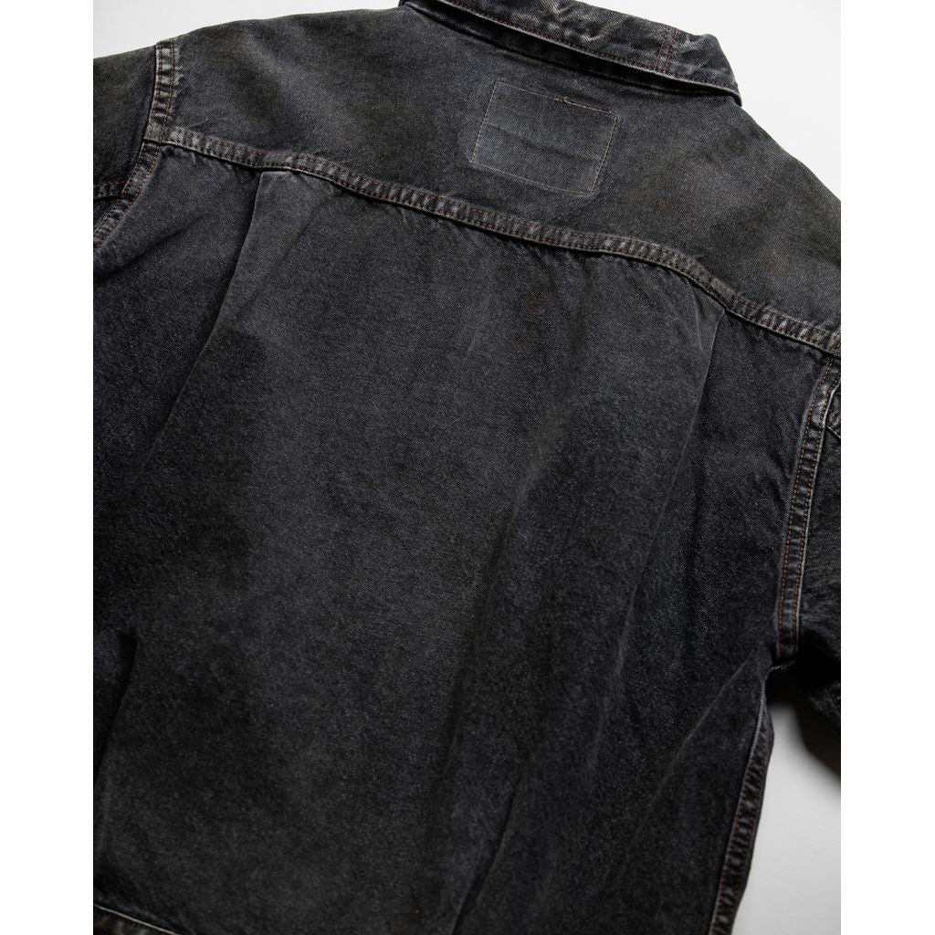 ANACHRONORM FRONT TUCK WASHED BLACK DENIM JACKET