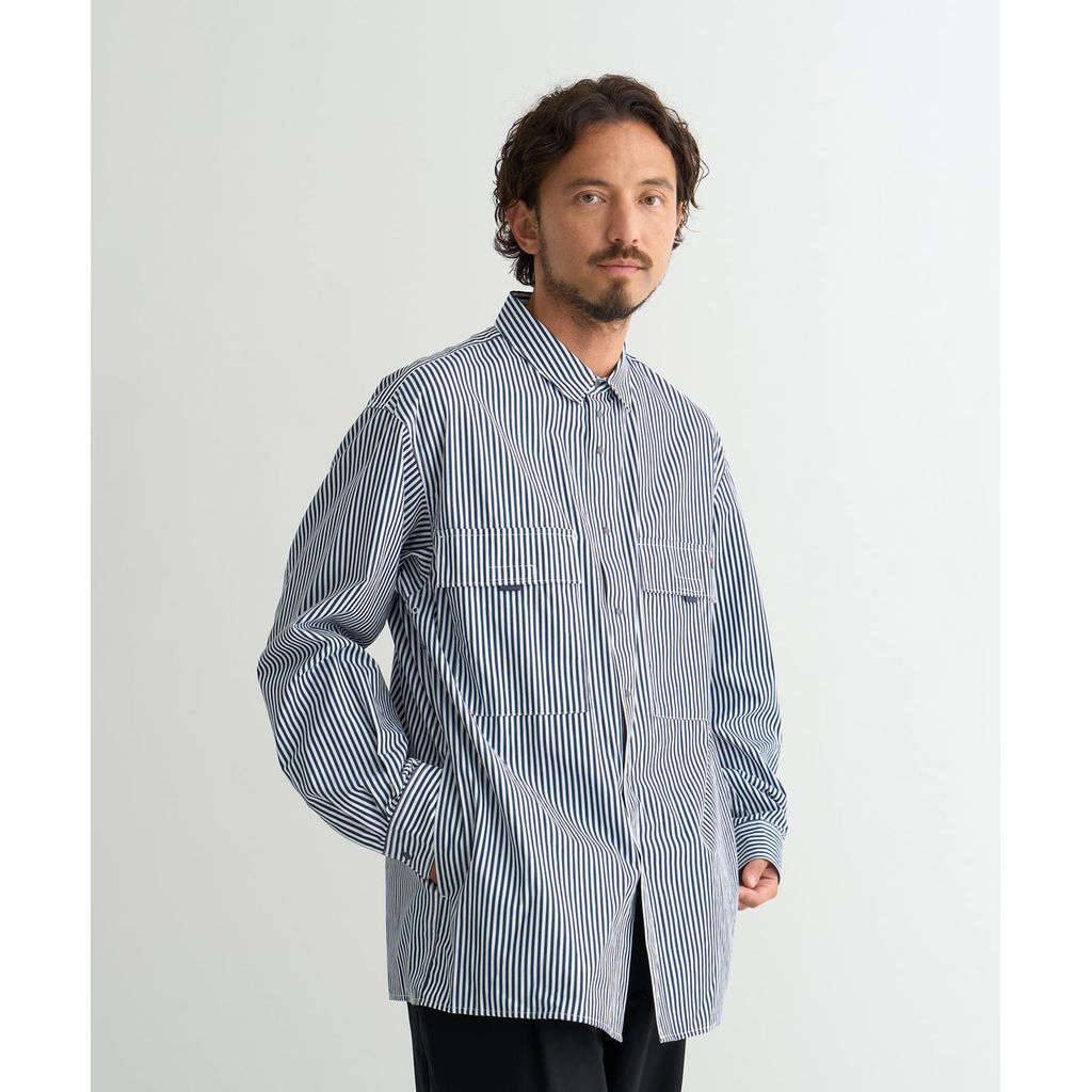 NANGA  STRIPE W POCKET BOX SHIRT(MEN)