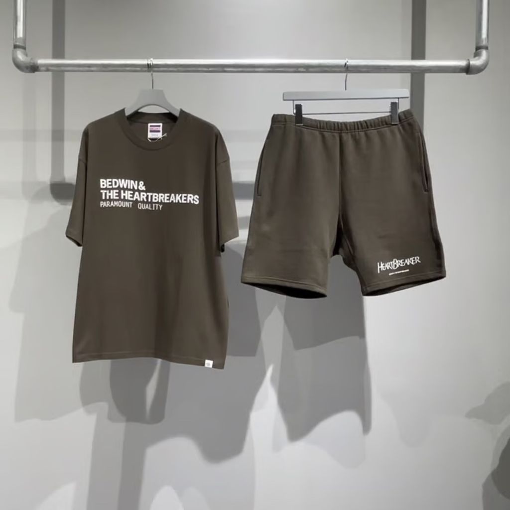 BEDWIN & THE HEARTBREAKERS LINEAGE Ex. SWEAT SHORTS （OLIVE)