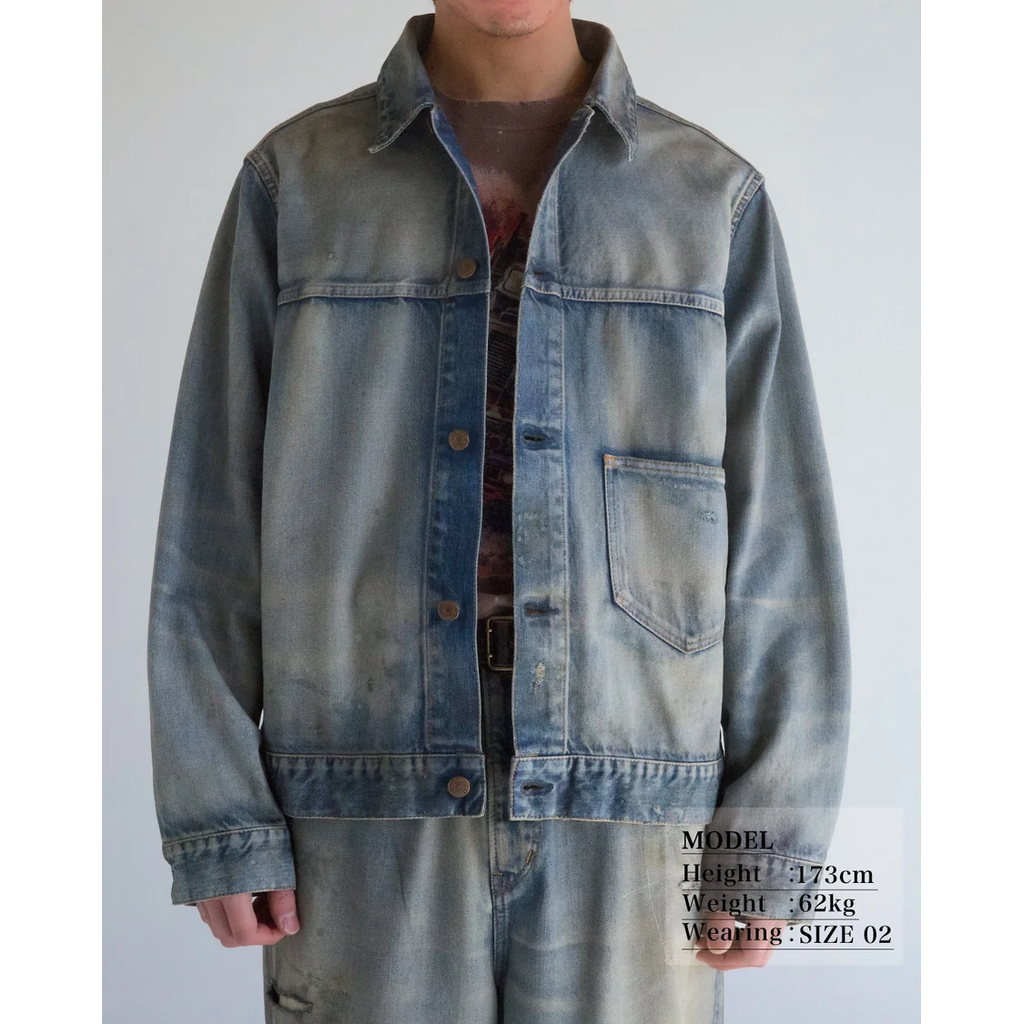 ANACHRONORM  DAMAGED DENIM JACKET LIGHT INDIGO
