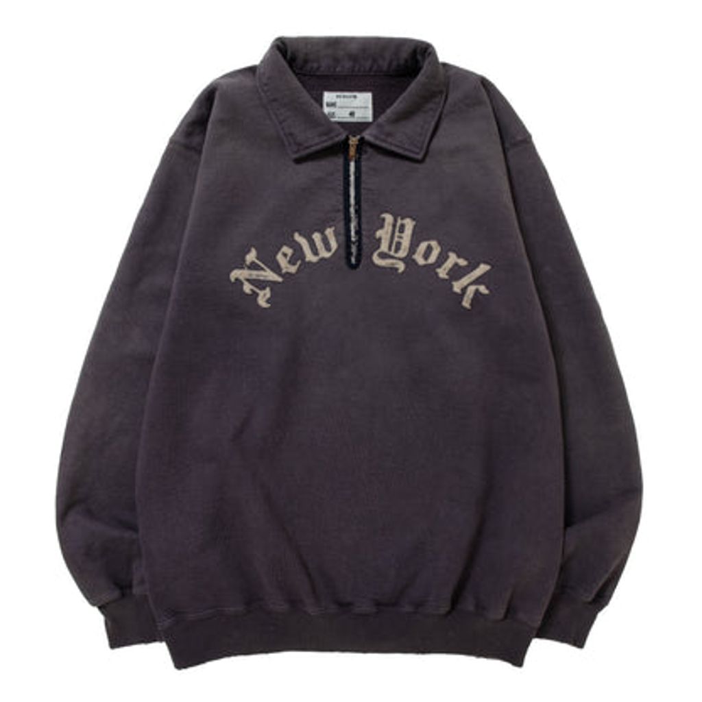 NEXUSVII. DAMAGED LETTERED HALF ZIP SWEAT