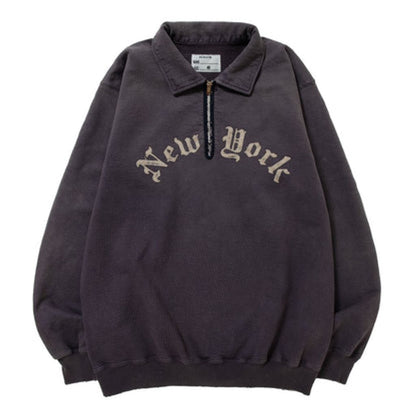 NEXUSVII. DAMAGED LETTERED HALF ZIP SWEAT