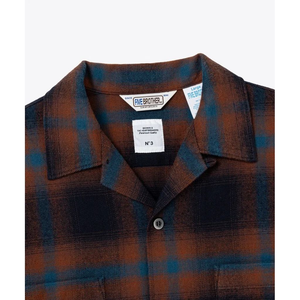 BEDWIN & THE HEARTBREAKERS FIVE BROTHER Ex. L/S CHECK SHIRT "VIN"