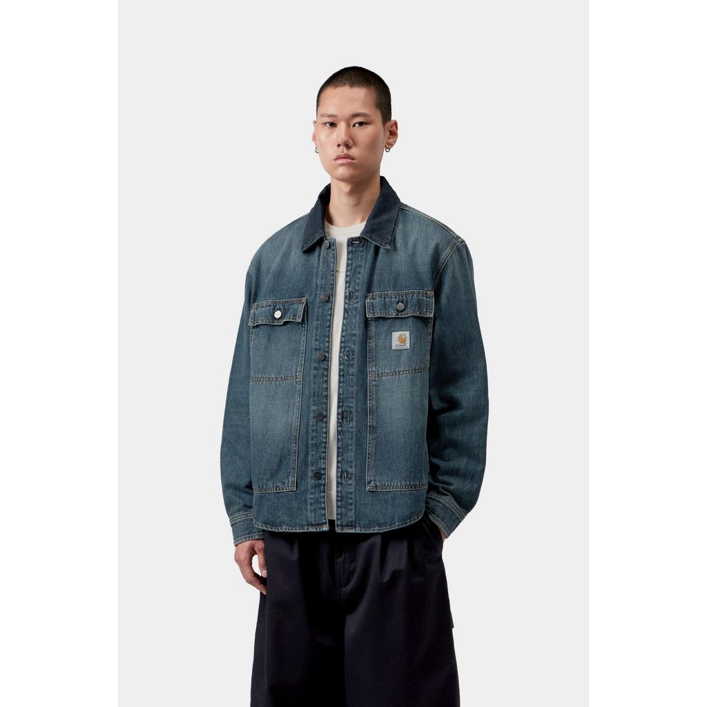 CARHARTT WIP Oakland Shirt Jac - Blue / Dark Navy, Worn used wash