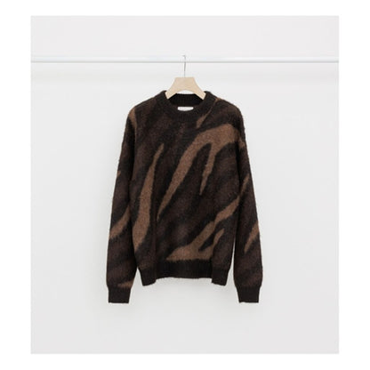 MARKAWARE NATURAL COLOR ALPACA BIAS ZEBRA PATTERN JUMPER