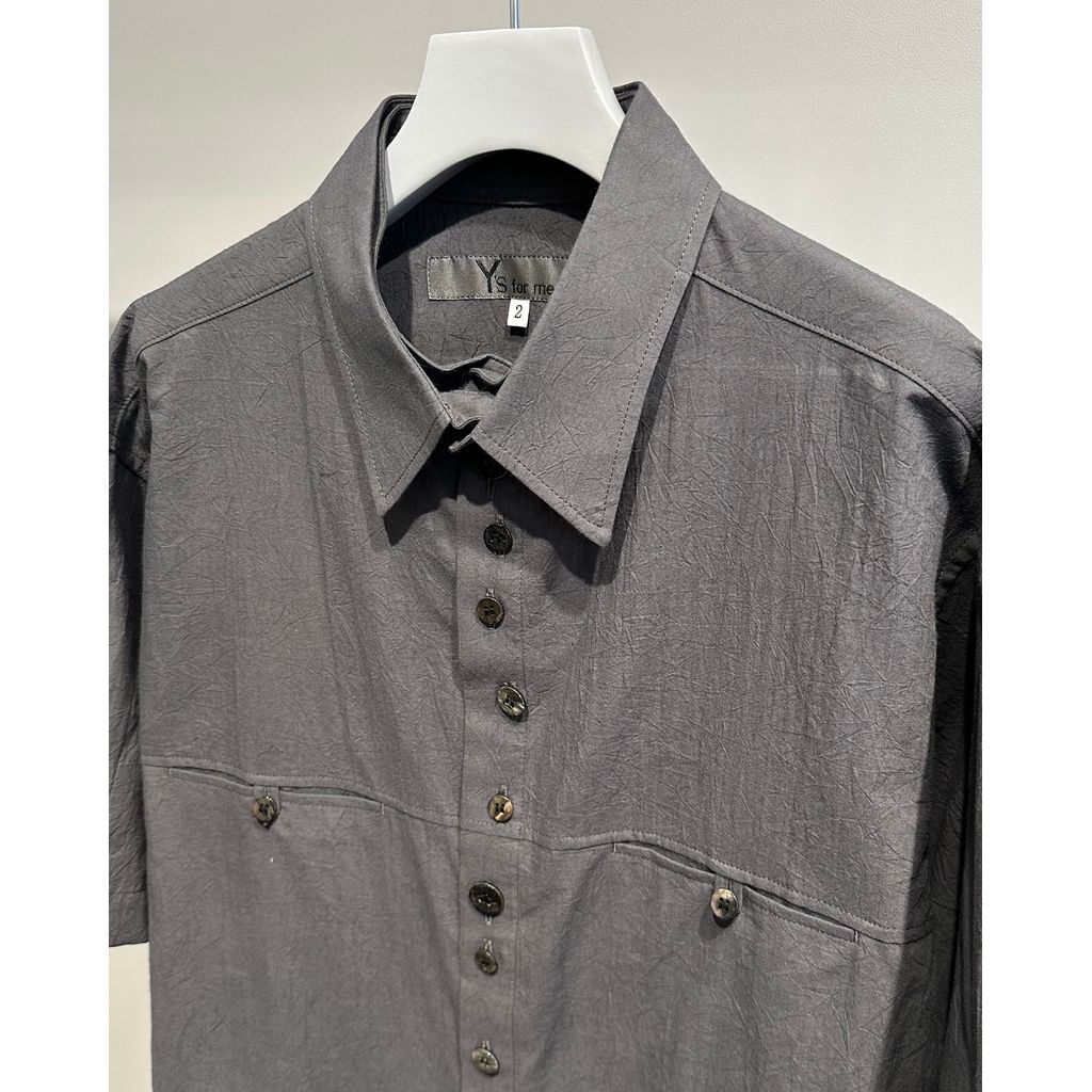 Y's for men 60 WRINKLE LAWN SHORT SLEEVE SHIRT WITH RANDOM BUTTONS