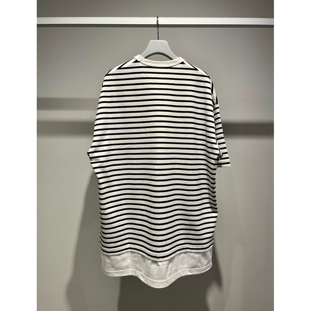 COMME des GARCONS HOMME コットン天竺 ボーダー切替え TEE（WHITE）