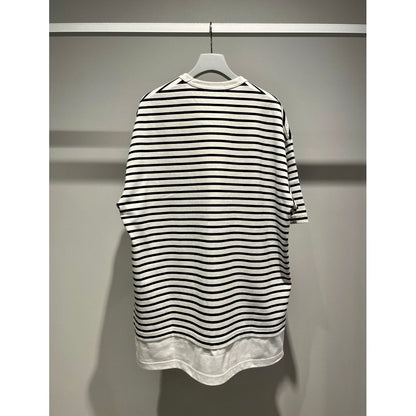 COMME des GARCONS HOMME コットン天竺 ボーダー切替え TEE（WHITE）