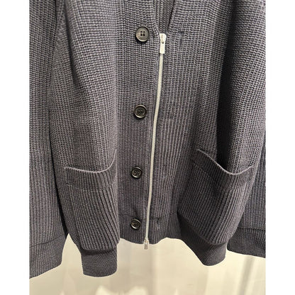 COMME des GARCONS HOMME BATONER W-NAME WOOL KNIT CARDIGAN（CHARCOAL）
