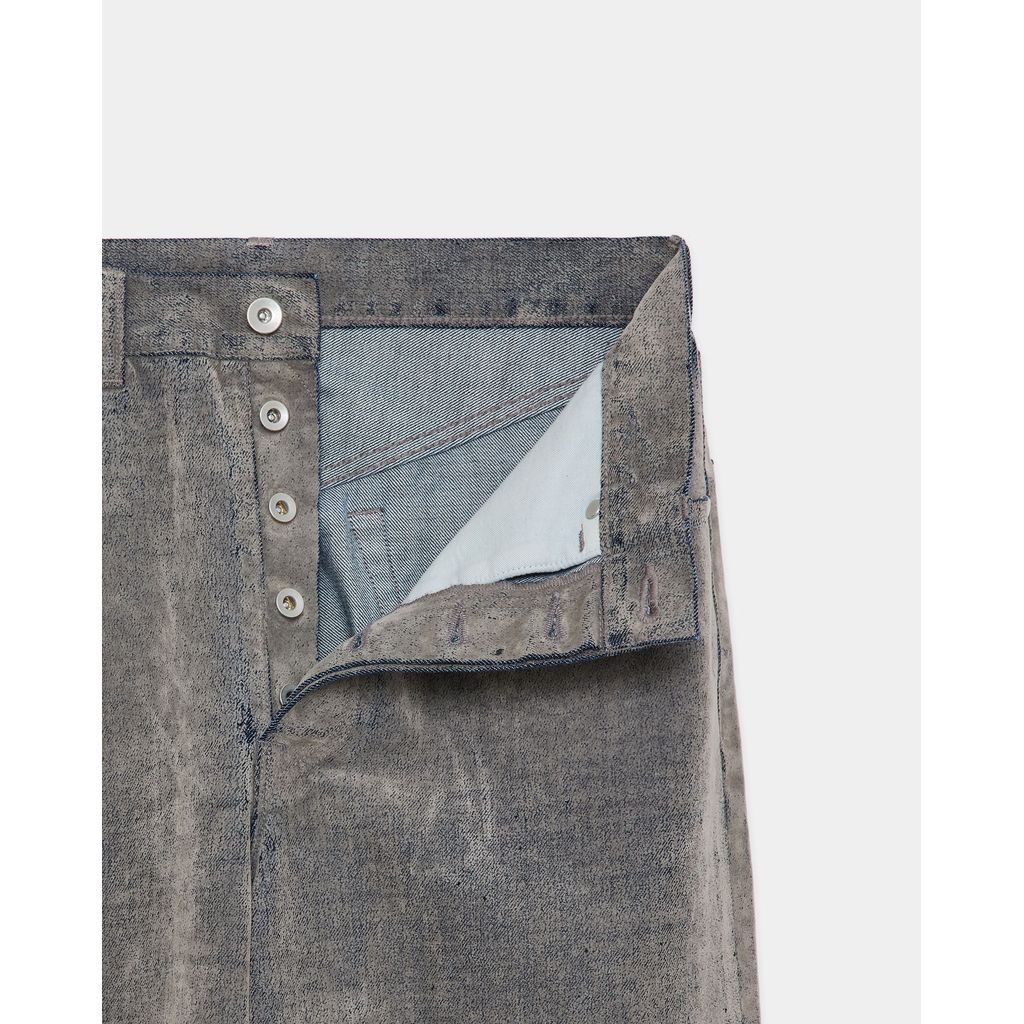 marka Velvet-Flocked Organic Cotton Denim / Cylinder Fit Jeans