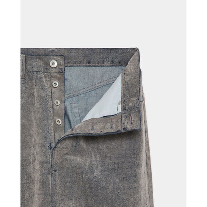 marka Velvet-Flocked Organic Cotton Denim / Cylinder Fit Jeans