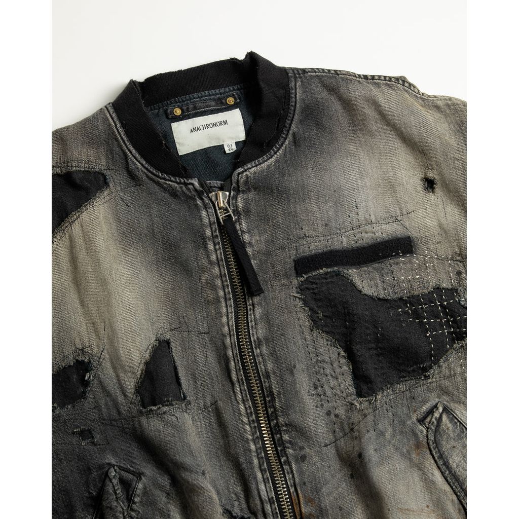 ANACHRONORMAN396-R HARD REMAKED DUAL DENIM MA-1 BLACK (REMAKE)