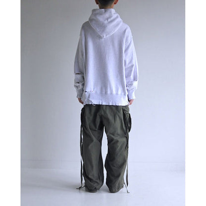 ANACHRONORM BALANCE DAMAGED SIDE LIB SWEAT PARKA GREEN