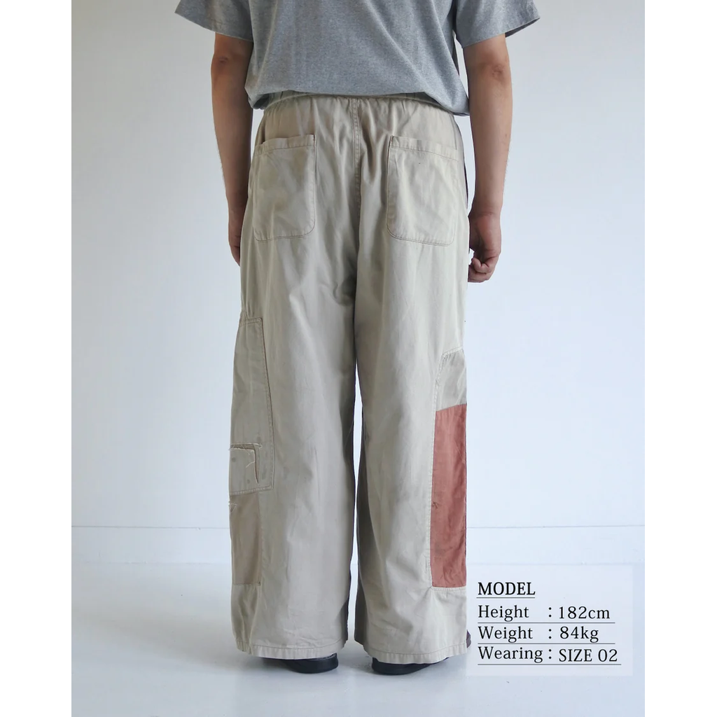 ANACHRONORM REMAKED MIX PANEL WIDE EASY PANTS BEIGE