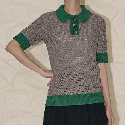 THOMAS MAGPIE collared mesh top トーマス マグパイ シャツ