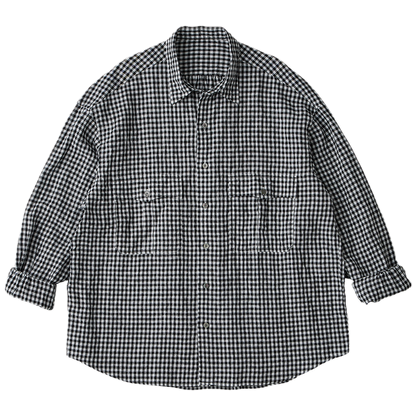 PORTER CLASSIC ROLL UP LINEN GINGHAM CHECK SHIRT