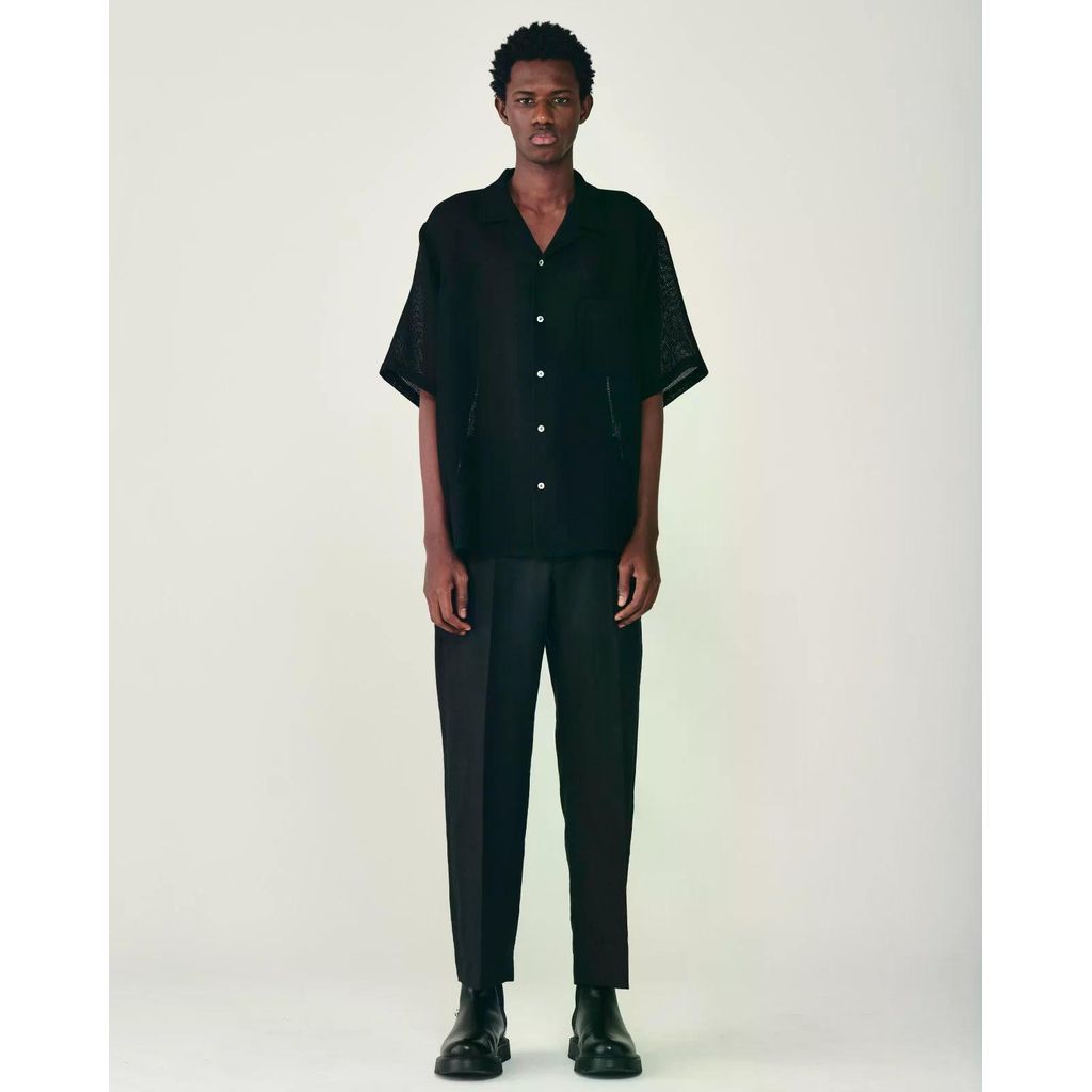 MARKAWARE Organic Wool Raschel / New Open Collar S/S Shirt