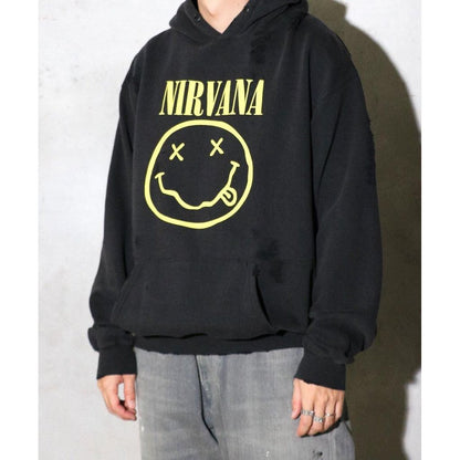 THRIFTY LOOK  WORN-OUT BAND HOODIE NIRVANA
