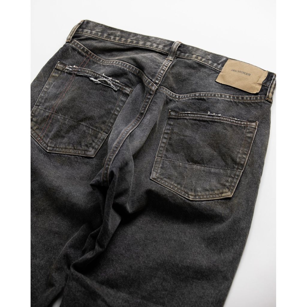 ANACHRONORM REGULAR TAPERED REMAKED 5P BLACK DENIM PANTS BLACK