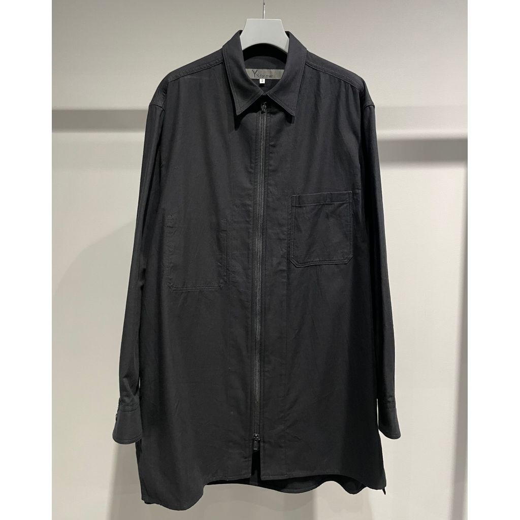 Y's for men COTTON FLANNEL CHAIN STITCH FRONT ZIP SHIRT