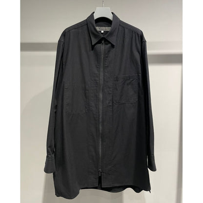 Y's for men COTTON FLANNEL CHAIN STITCH FRONT ZIP SHIRT