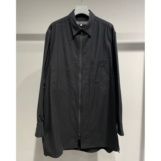 Y's for men COTTON FLANNEL CHAIN STITCH FRONT ZIP SHIRT
