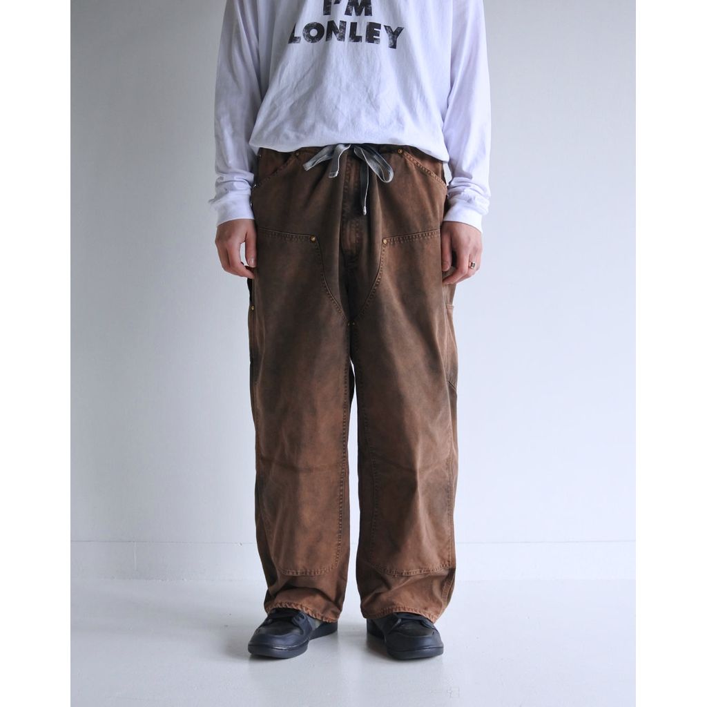 ANACHRONORM  AN329 SULFUR DYED DUCK PAINTER EASY PANTS BROWN BLACK