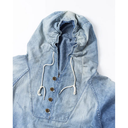 ANACHRONORM  AGING UTILITY DENIM ANORAK PULLOVER INDIGO