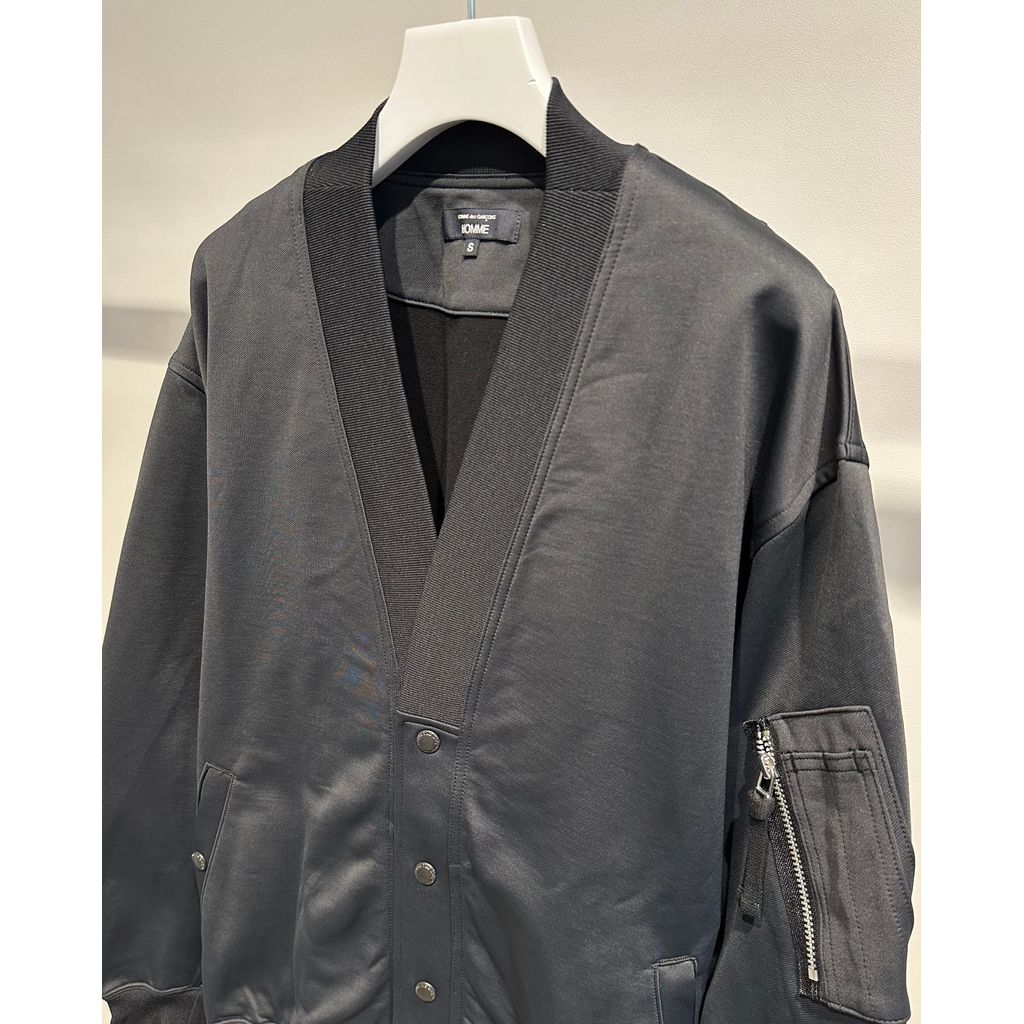 COMME des GARCONS HOMME MA-1 STYLE COTTON NYLON CARDIGAN（BLACK）