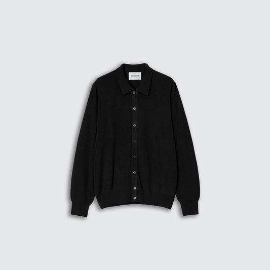MAGIC STICK COLLARED KNIT MAFIA SHIRT (BLACK)