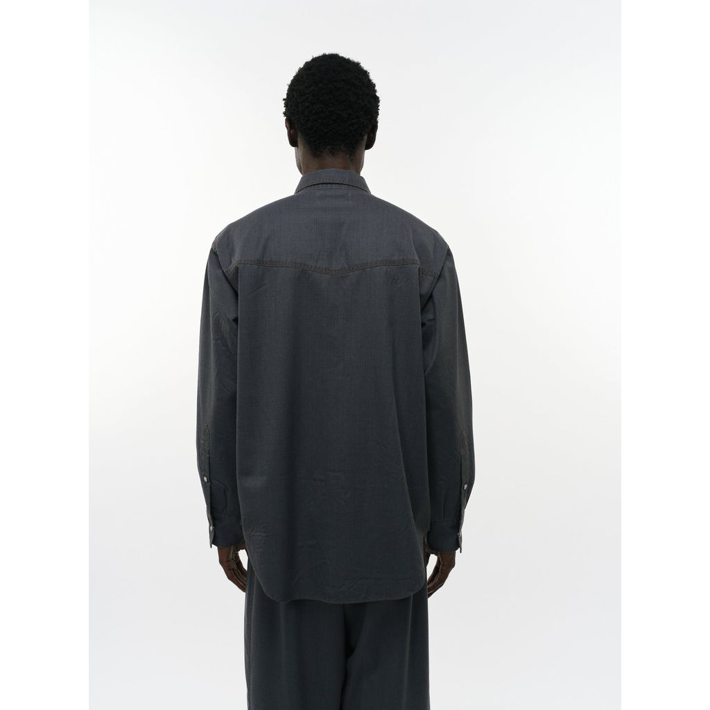 marka Washable 2/72 Wool Gabardine Pigment Print Western Shirt