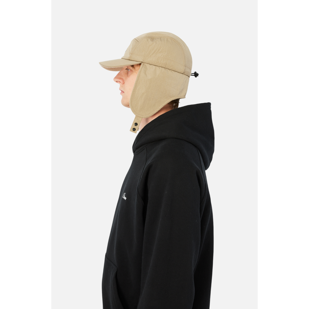 Dime Cursive Earflap Cap  Black