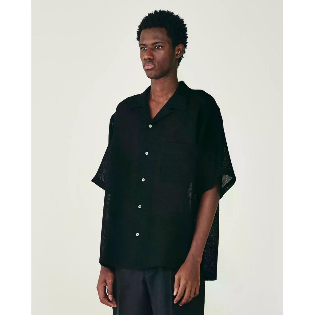 MARKAWARE Organic Wool Raschel / New Open Collar S/S Shirt