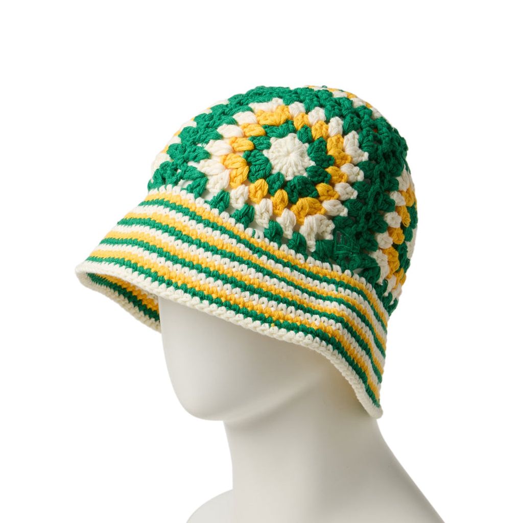NEW ERA クロシェ ニットバケット グリーン/イエロー/ホワイト 14667697