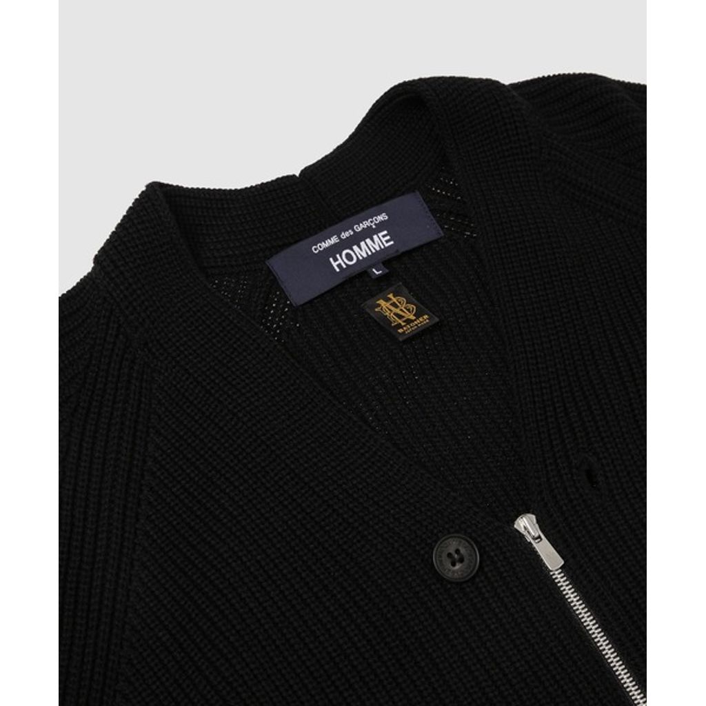 COMME des GARCONS HOMME BATONER W-NAME WOOL KNIT CARDIGAN（BLACK）