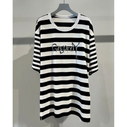 Ground Y DIFFERENT LINES BORDER JERSEY GYLOGO TYPE-D GRAPHIC PRINT T-SHIRT