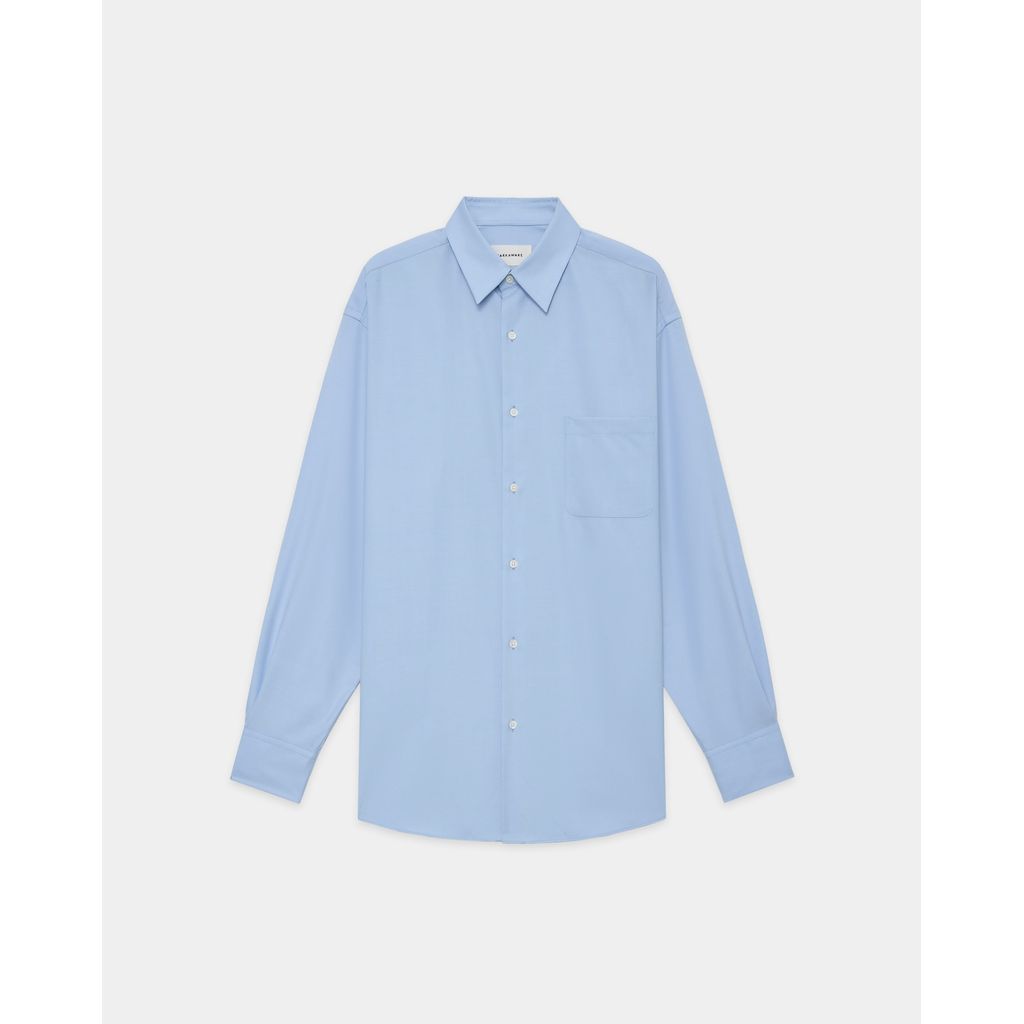 MARKAWARE Super 160's Washable Wool Oxford Comfort Fit Shirt
