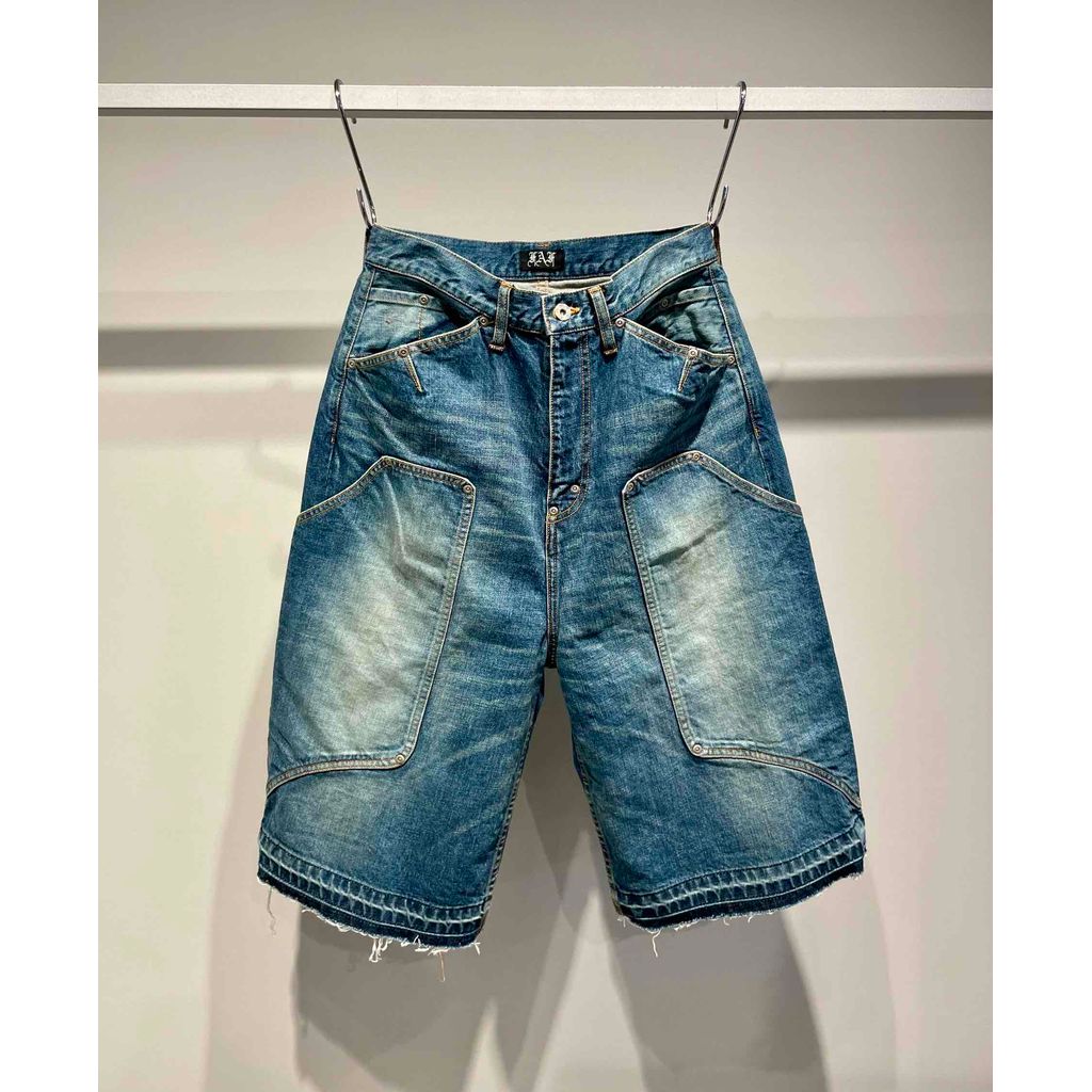 FAF NEWCOMMUNE AGED BAGGY DENIM SHORTS