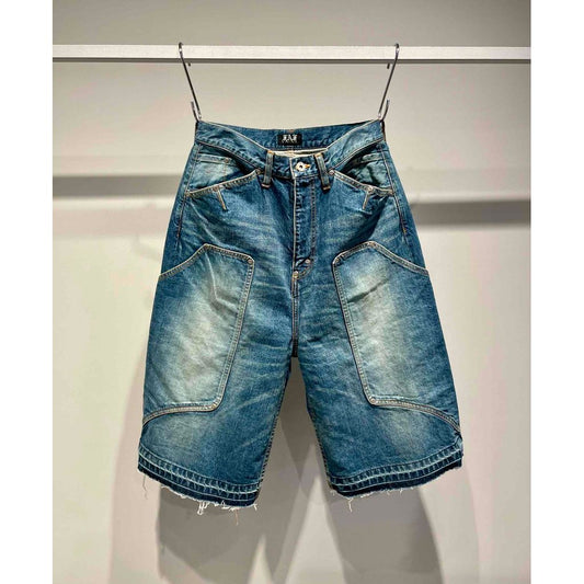 FAF NEWCOMMUNE AGED BAGGY DENIM SHORTS