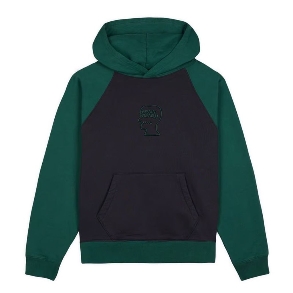 BRAIN DEAD Pigment Wash Logo Head Raglan Hoodie