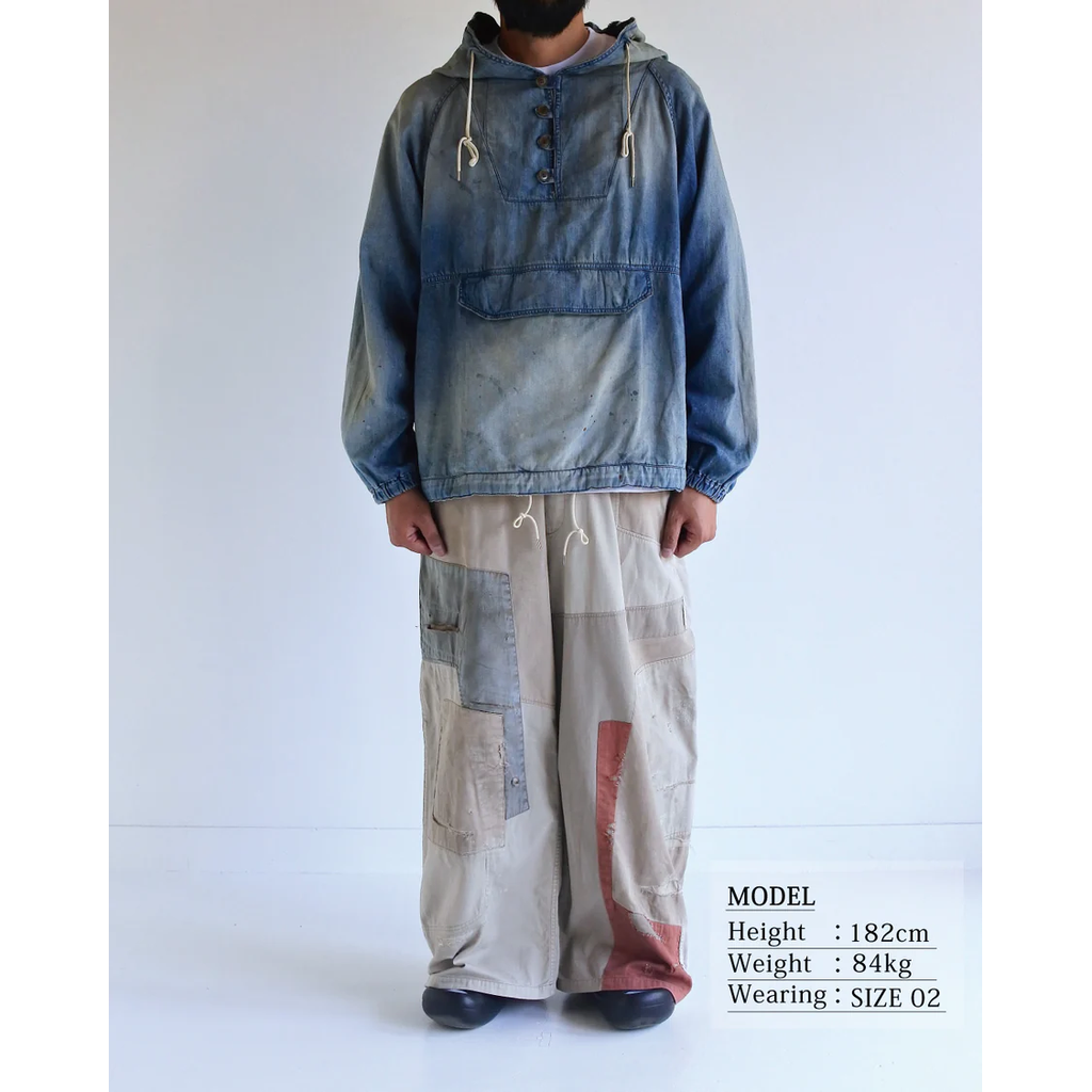 ANACHRONORM  AGING UTILITY DENIM ANORAK PULLOVER INDIGO