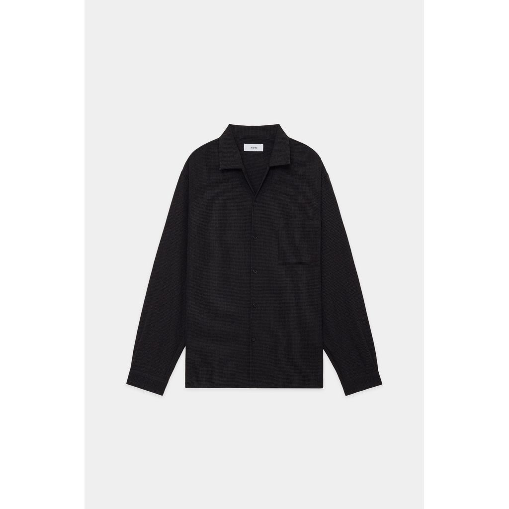 marka TUMBLED WOOL SERGE OPEN COLLAR SHIRT