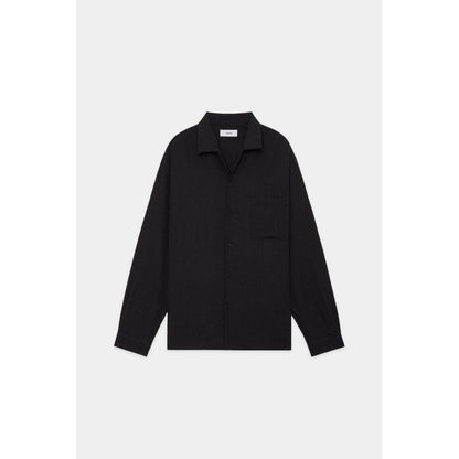 marka TUMBLED WOOL SERGE OPEN COLLAR SHIRT