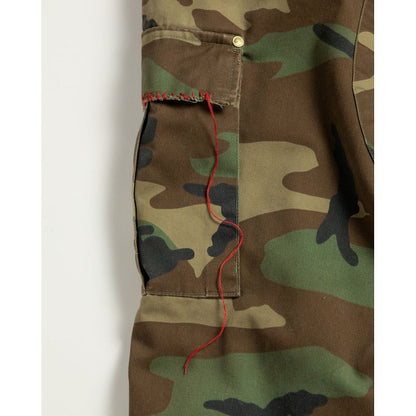 ANACHRONORM  AN372 BLACK CUT-OFF HARD DAMAGED B.D.U CAMO PANTS WOODLAND