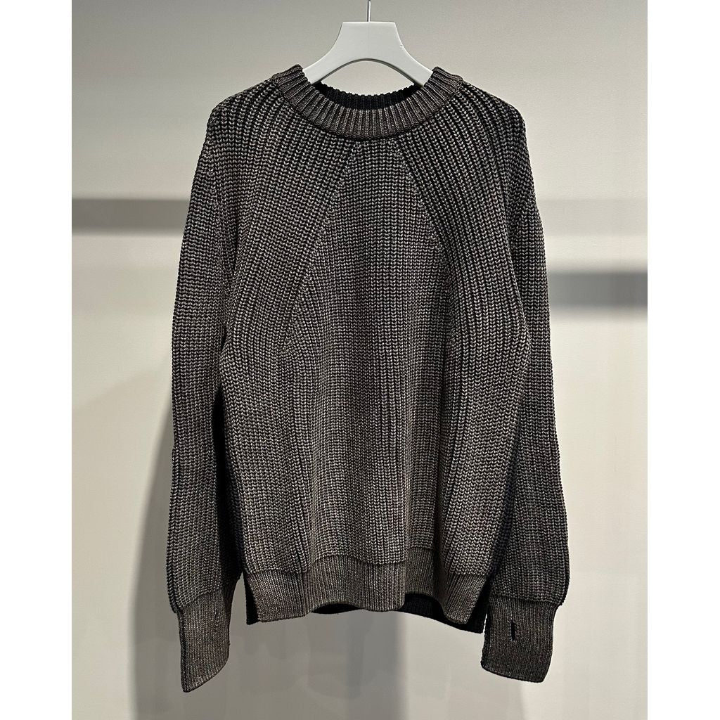 COMME des GARCONS HOMME BATONER W-NAME WOOL CREW NECK KNIT（NAVY）