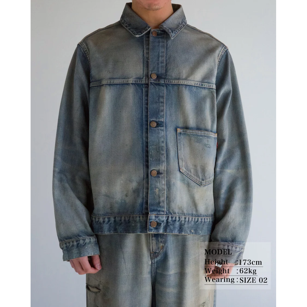 ANACHRONORM  DAMAGED DENIM JACKET LIGHT INDIGO